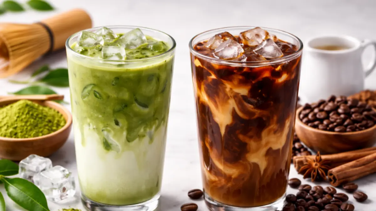 Minuman Matcha dan Kopi (AI)