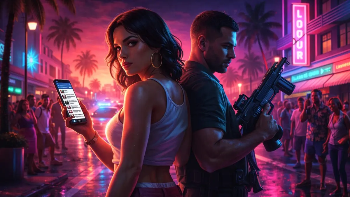 Inovasi sistem AI neural dan mekanisme protagonis ganda pada GTA 6 menjanjikan pengalaman bermain yang lebih taktis dan imersif bagi kamu saat menjelajahi Vice City yang legendaris. (RIFKI/AI)