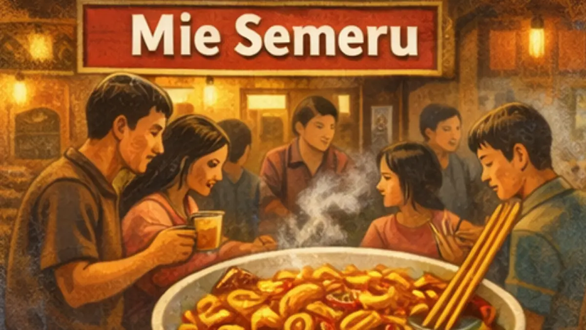 Ilustrasi AI Mie Semeru di Lumajang