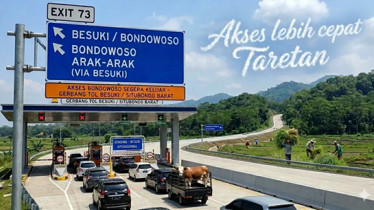 Ilustrasi Exit Tol Prosiwangi, Segment Besuki untuk menuju Bondowoso. Kini bisa lebih cepat. (ai/nurhariri/halojember)