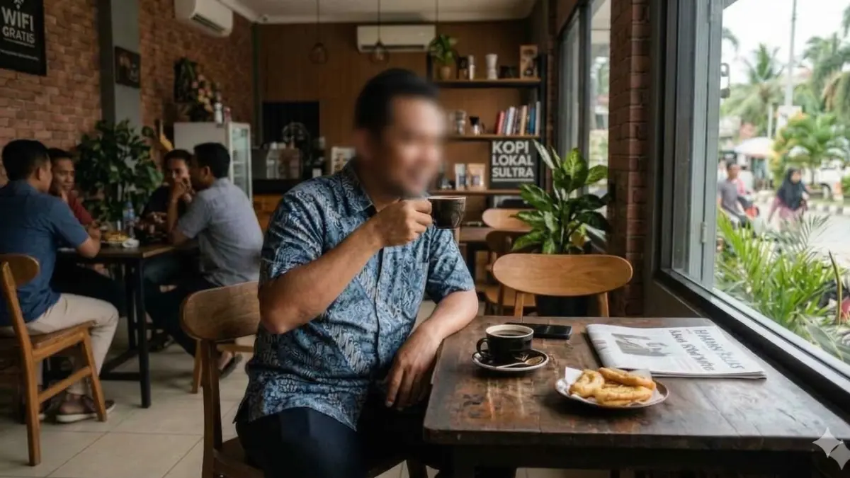 Ilustrasi narapidana santai dan asik ngopi. (ai/nurhariri/radarjember)