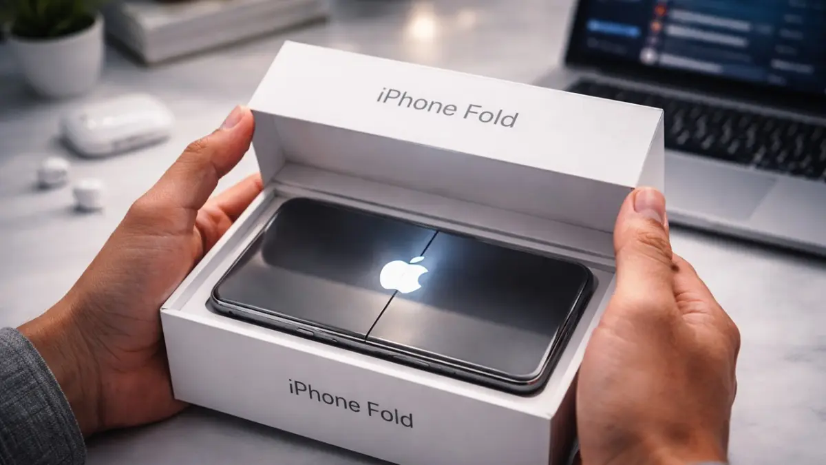 Jangan mudah tergiur dengan video viral unboxing iPhone Fold yang beredar di medsos, karena detail fisik dan kemasannya menunjukkan bahwa itu kemungkinan besar hanyalah dummy hasil rendering 3D buat kamu. (ai/rifki/halojember)
