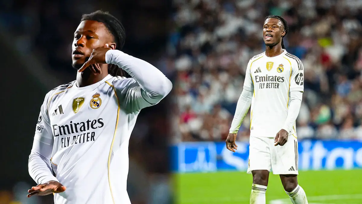 Eduardo Camavinga saat meninggalkan lapangan setelah menerima kartu merah yang menjadi titik balik kekalahan Real Madrid dari Bayern Munich di perempat final Liga Champions (real madrid)
