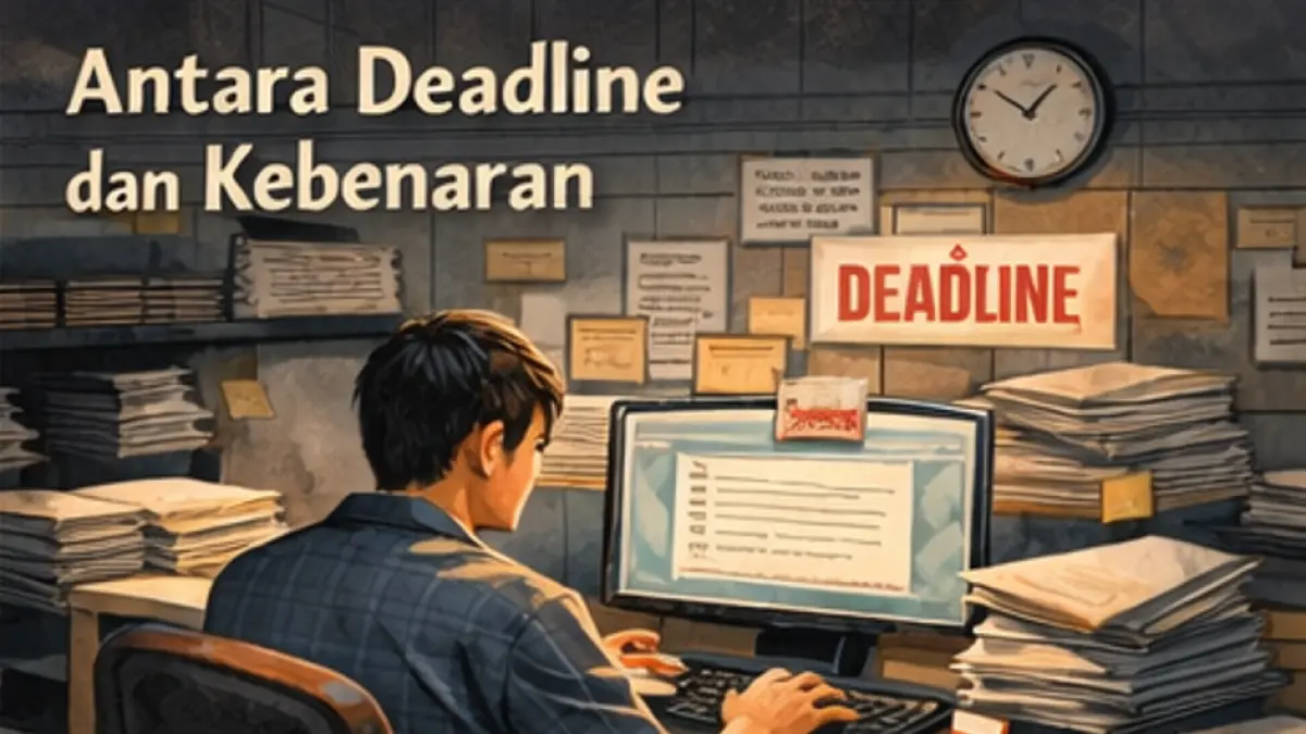 Ilustrasi AI Puisi yang Berjudul Antara Dealine dan Kebenaran 