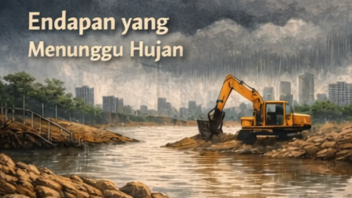Ilustrasi AI Puisi yang Berjudul Endapan yang Menunggu Hujan