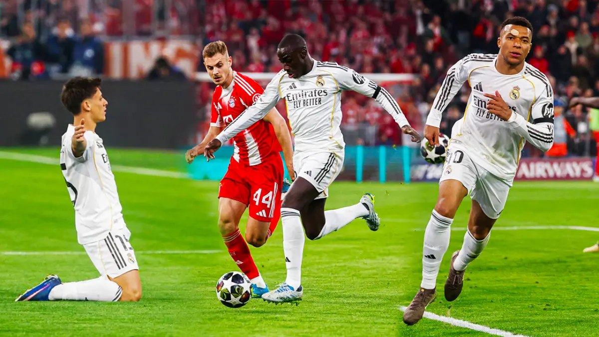 Michael Olise mencetak gol pengunci kemenangan Bayern Munich yang sekaligus menyingkirkan Real Madrid dari persaingan Liga Champions 2026 dengan agregat skor 4-6. (real madrid)