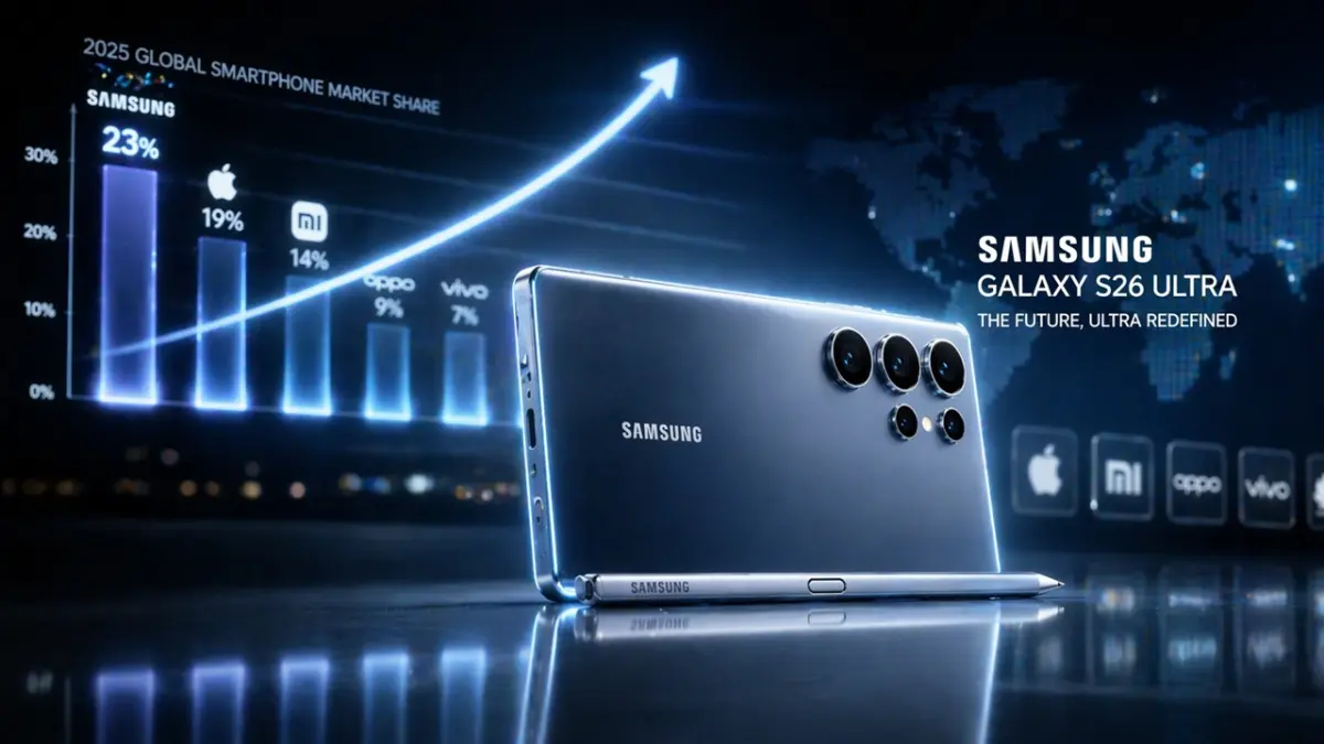 Dominasi Samsung dengan Galaxy S26 Ultra berhasil mengamankan posisi puncak pasar smartphone dunia di tengah lesunya minat terhadap HP brand China akibat kenaikan harga komponen. (ai/rifki/halojember)