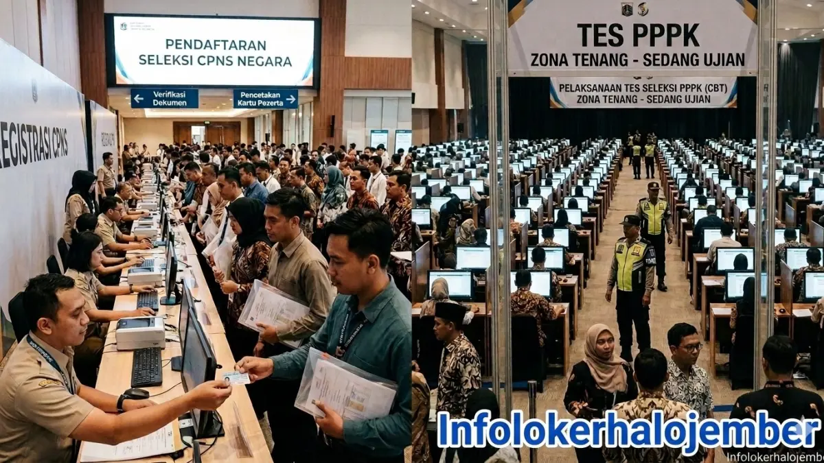Pendaftaran tes CPNS dan CPPPK tahun 2026 informasinya akan dibuka tahun 2026 dan antusias bisa jadi seperti pada gambar ilustrasi infolokerhalokember. (ai/nurhariri/halojember)