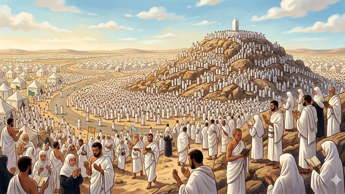 Ilustrasi jemaah haji wukuf di arafah yang akan dilaksanakan jemaah haji dari seluruh dunia. (ai/nurhariri/halojember)