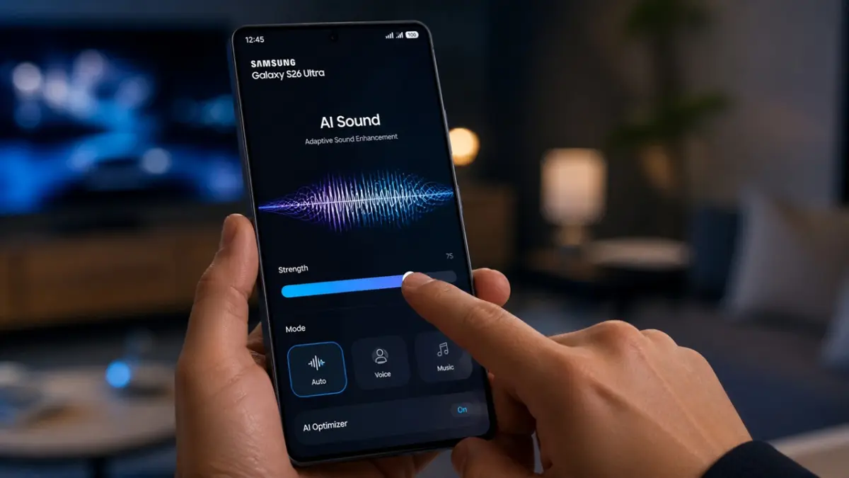 Samsung Galaxy S26 Series memperkenalkan fitur Audio Eraser yang kini mampu menyaring suara bising secara real-time untuk memberikan kualitas suara jernih saat kamu streaming. (ai/rifki/halojember)