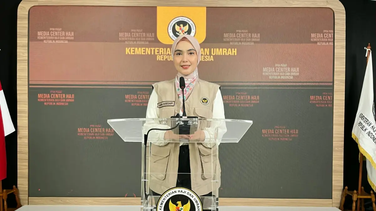 Juru Bicara (Jubir) Kementerian Haji dan Umrah RI (Kemenhaj) Maria Assegaff memberikan penjelasan mengenai operasional haji Indonesia, termasuk suhu ekstrem di Makkah. (Kemenhaj).