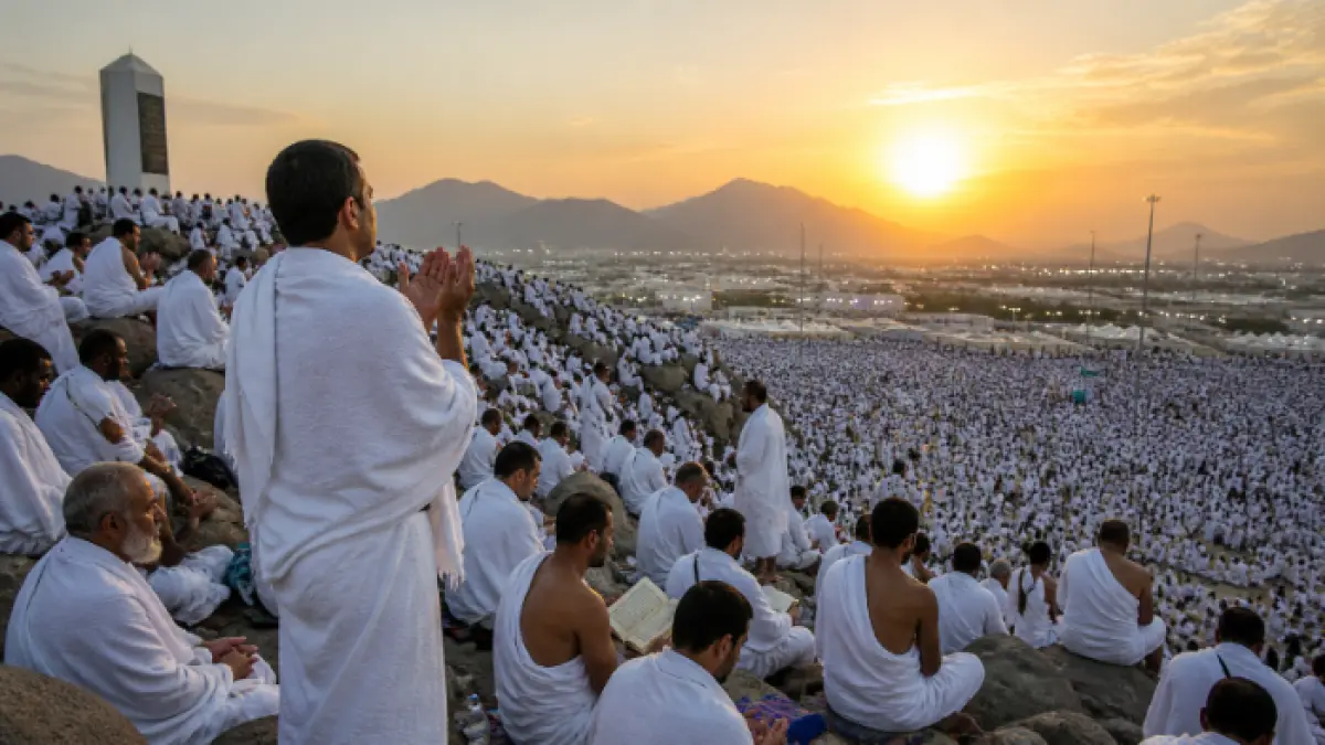 Jamaah haji sedang melakukan ibadah Wukuf di Arafah (Ona/AI/Halojember)