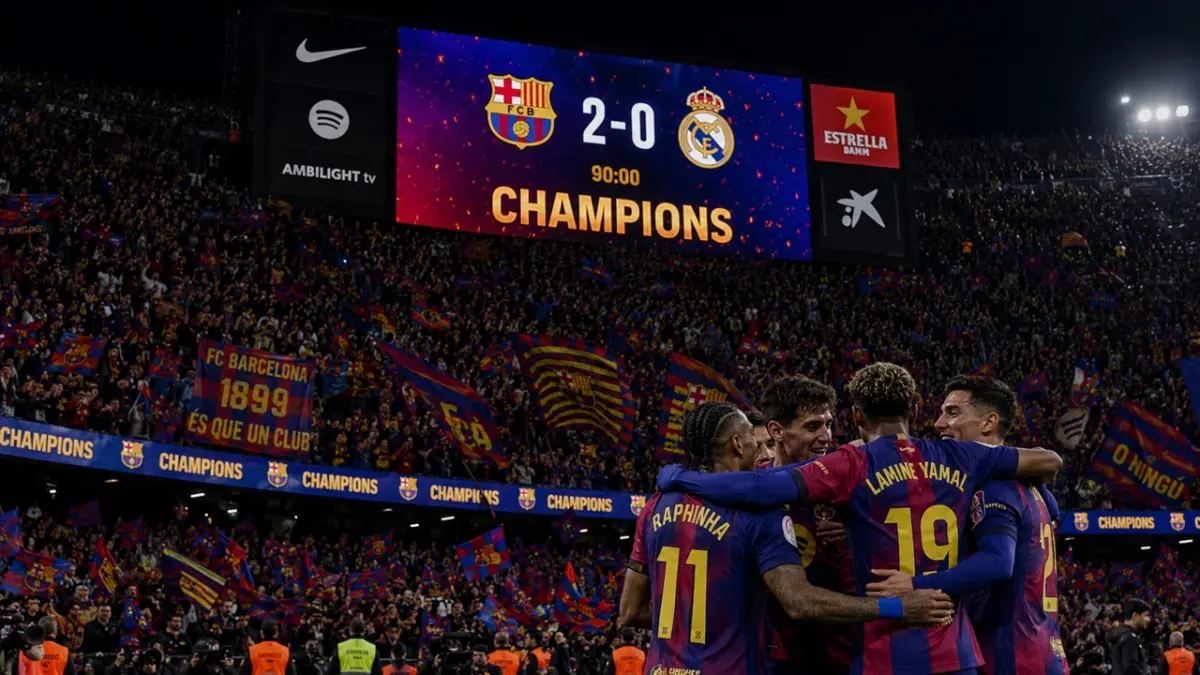 Barcelona memiliki kesempatan emas untuk mengunci gelar juara Liga Spanyol 2025-2026 tepat di hadapan pendukungnya sendiri saat menjamu Real Madrid di laga El Clasico nanti. (ai/rifki/halojember)