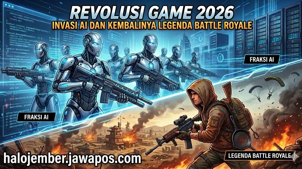 Gambar revolusi game 2026 yang meruakan invasi AI dan kembalinya legenda battle royale. (nurhariri/ai/halojember)