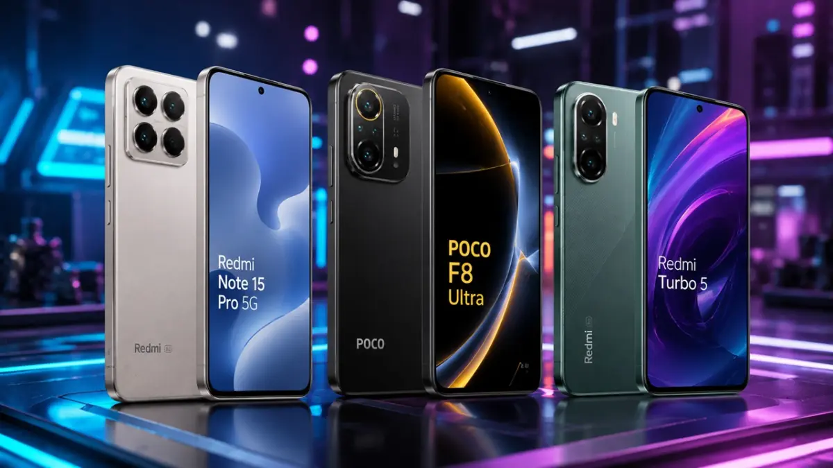 Deretan HP Xiaomi terbaru 2026 seperti Redmi Note 15 Pro 5G dan Poco F8 Ultra secara organik siap mengguncang pasar dengan spesifikasi monster dan harga yang tetap ramah di kantong.  (ai/rifki/halojember)
