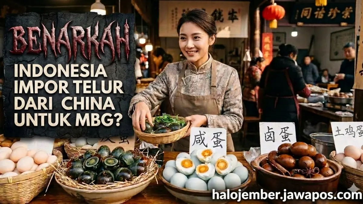 Ilustrasi pedagang telur China. (nurhariri/ai/halojember)