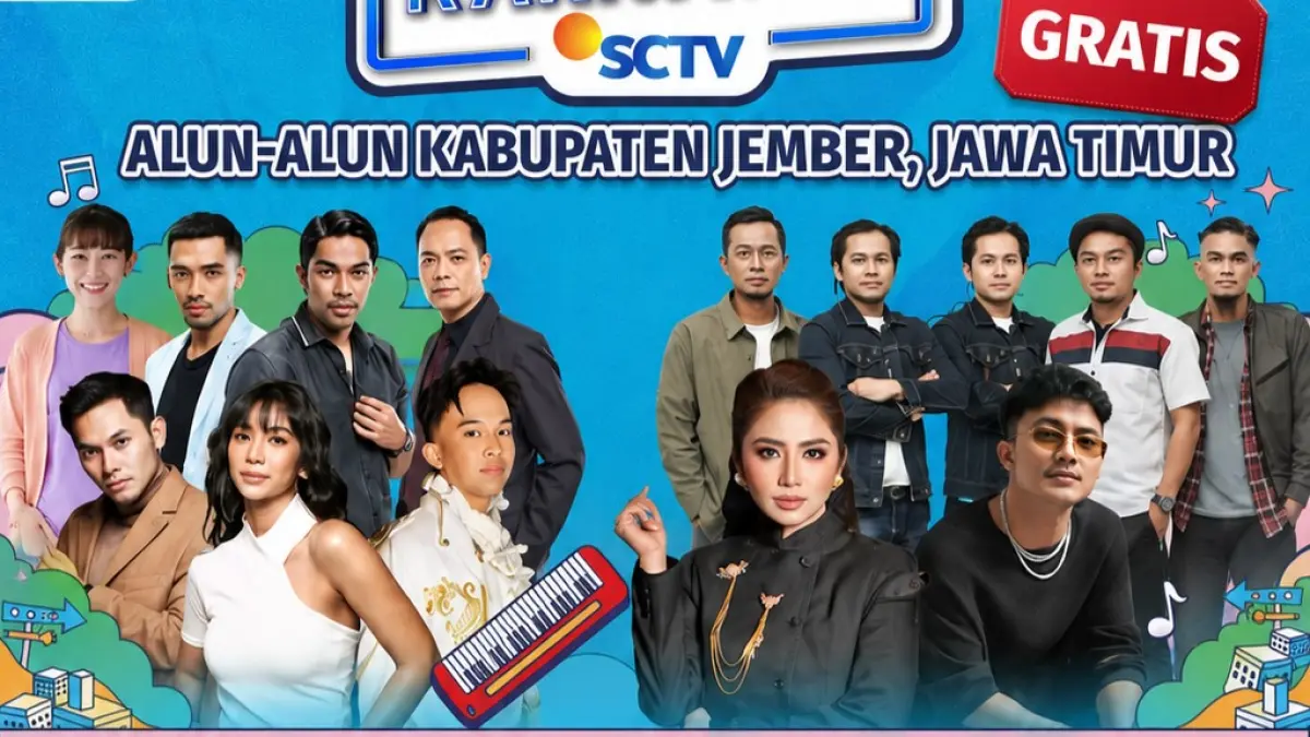 Catat! Ini Jadwal Lengkap Penampilan Band, Penyanyi dan Artis Karnaval SCTV 2026 di Jember. (Ig SCTV/ChatGPT)