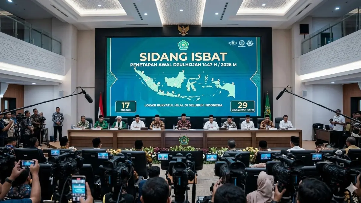 Rencana Sidang Isbat penentuan awal Zulhijah 1447 Hijriah dalam sebuah gambar ilustrasi, akan dilaksanakan Minggu, 17 Mei 2026. (nurhariri/ai/halojember)