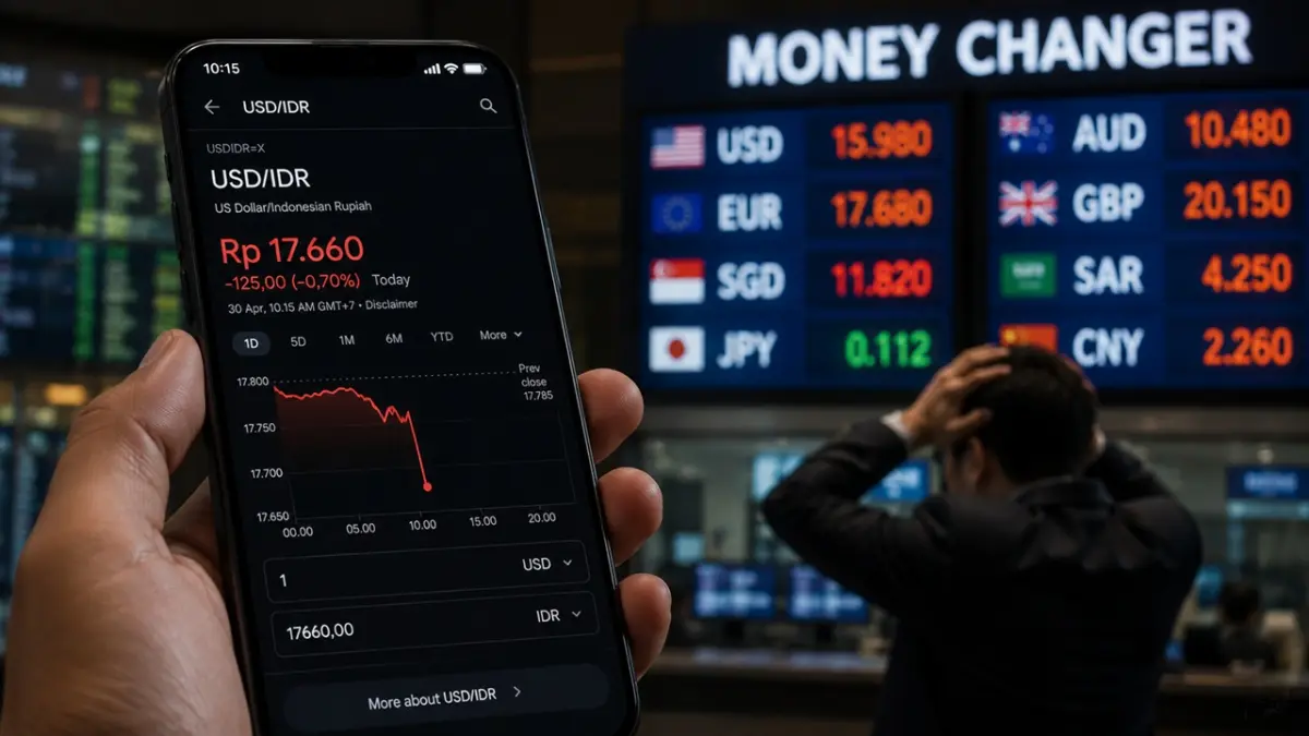 Nilai tukar rupiah jatuh ke rekor terlemah sepanjang masa setelah sempat menyentuh angka Rp17.660 per dolar AS akibat imbas penyesuaian indeks MSCI dan lonjakan harga minyak dunia.  (ai/rifki/halojember)
