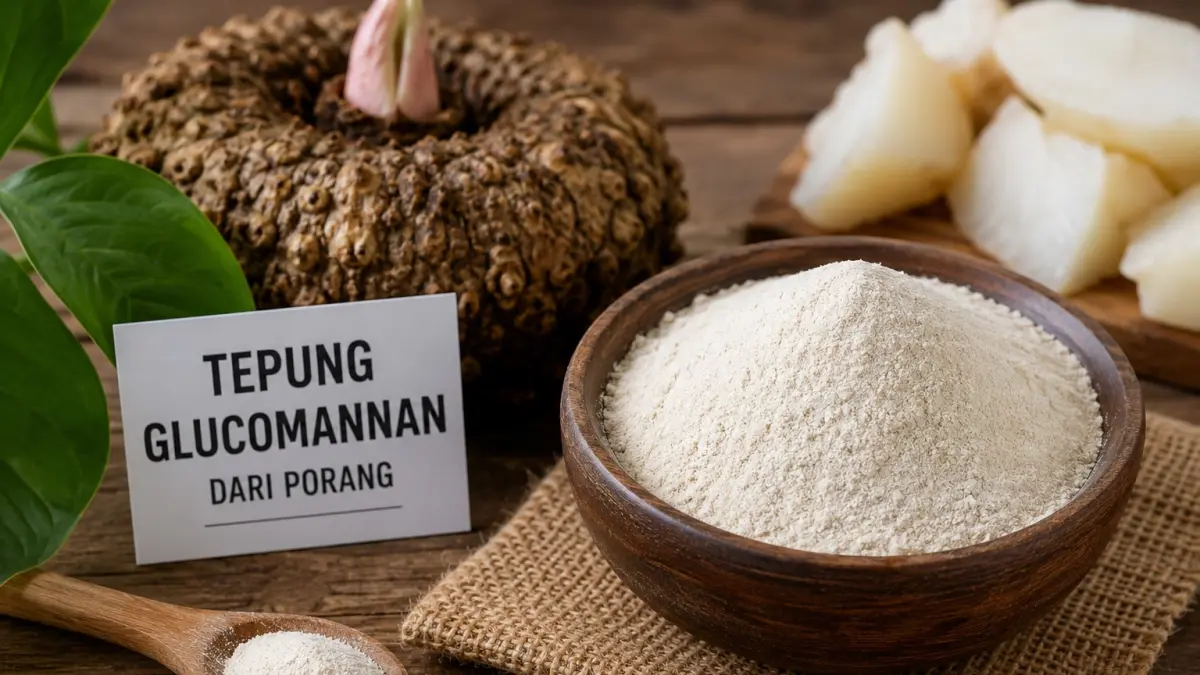 Tepung glucomannan dari porang. (brilianabdillah/ai)