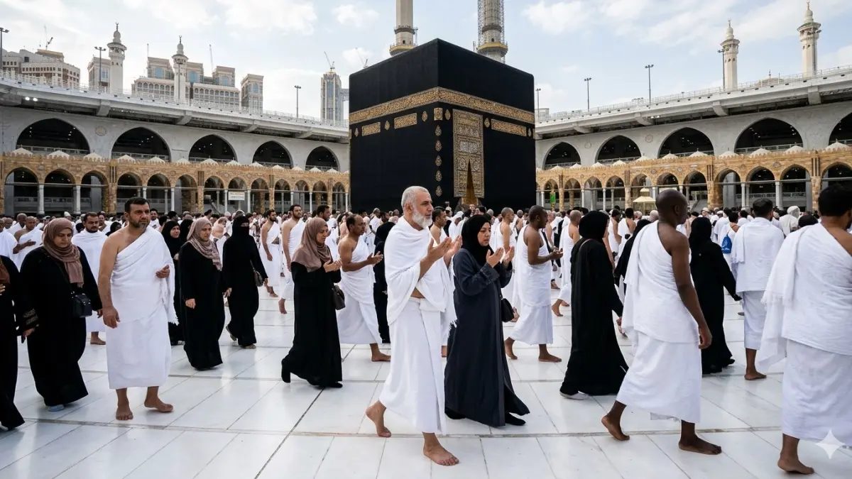 Jemaah haji sedang menjalankan ibadah umrah di Makkah. (nurhariri/ai/halojember)