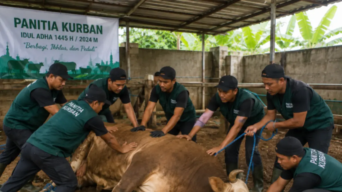 Tata cara penyembelihan sapi kurban (AI/Halojember)