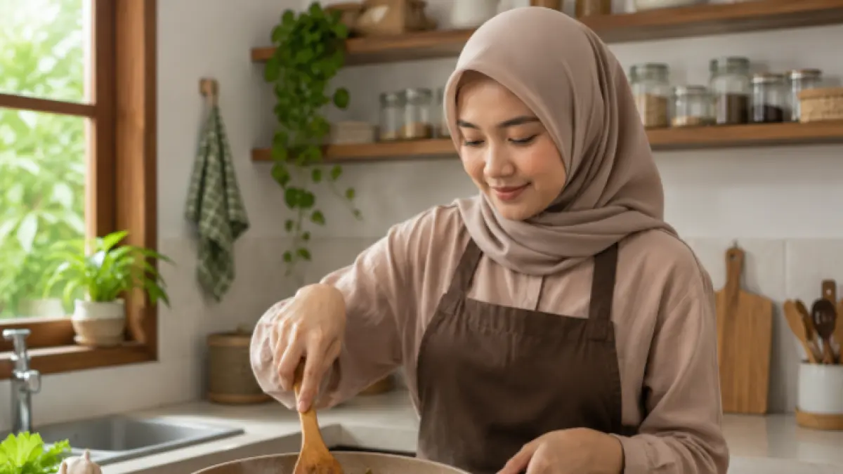 Ilustrasi sedang memasak daging (AI/Halojember)