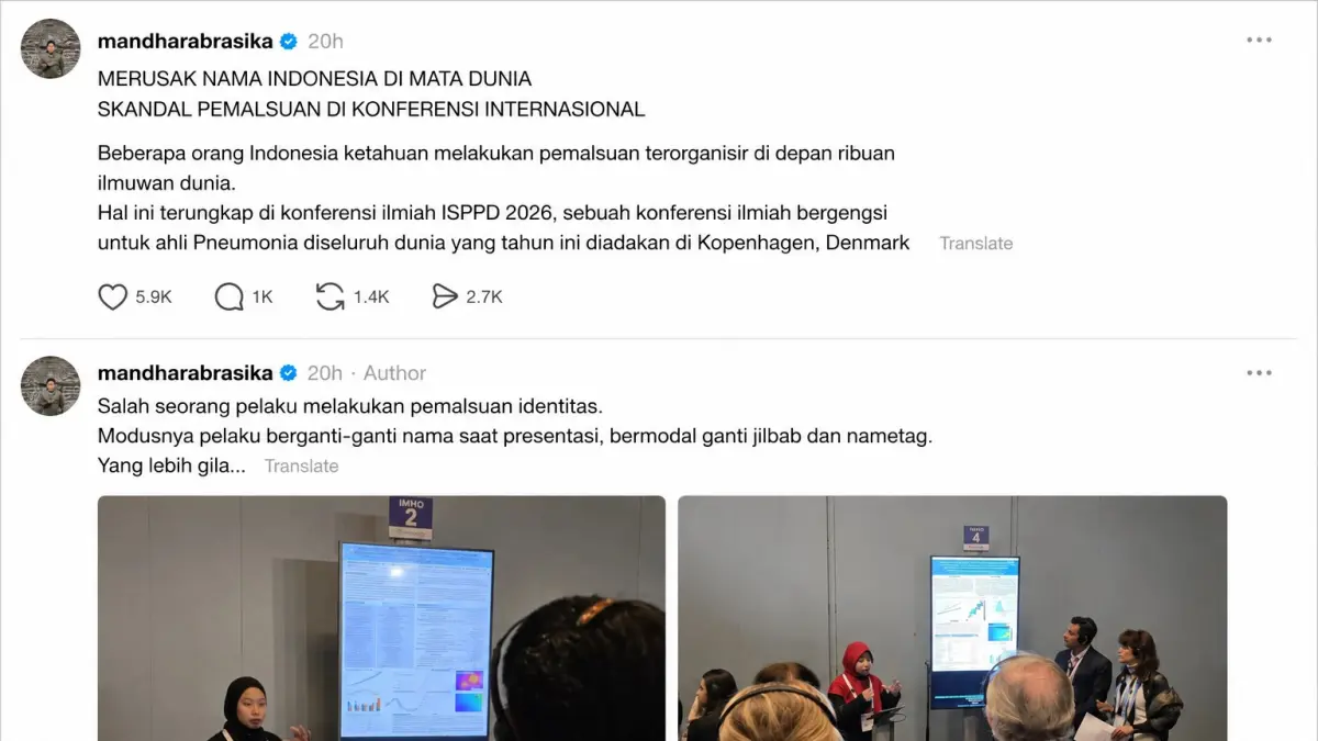Skandal dugaan pemalsuan data penelitian di bedah netizen @mandharabrasika di threads, tangkapan layar diperjelas dengan Ai (threads/@mandharabrasika)