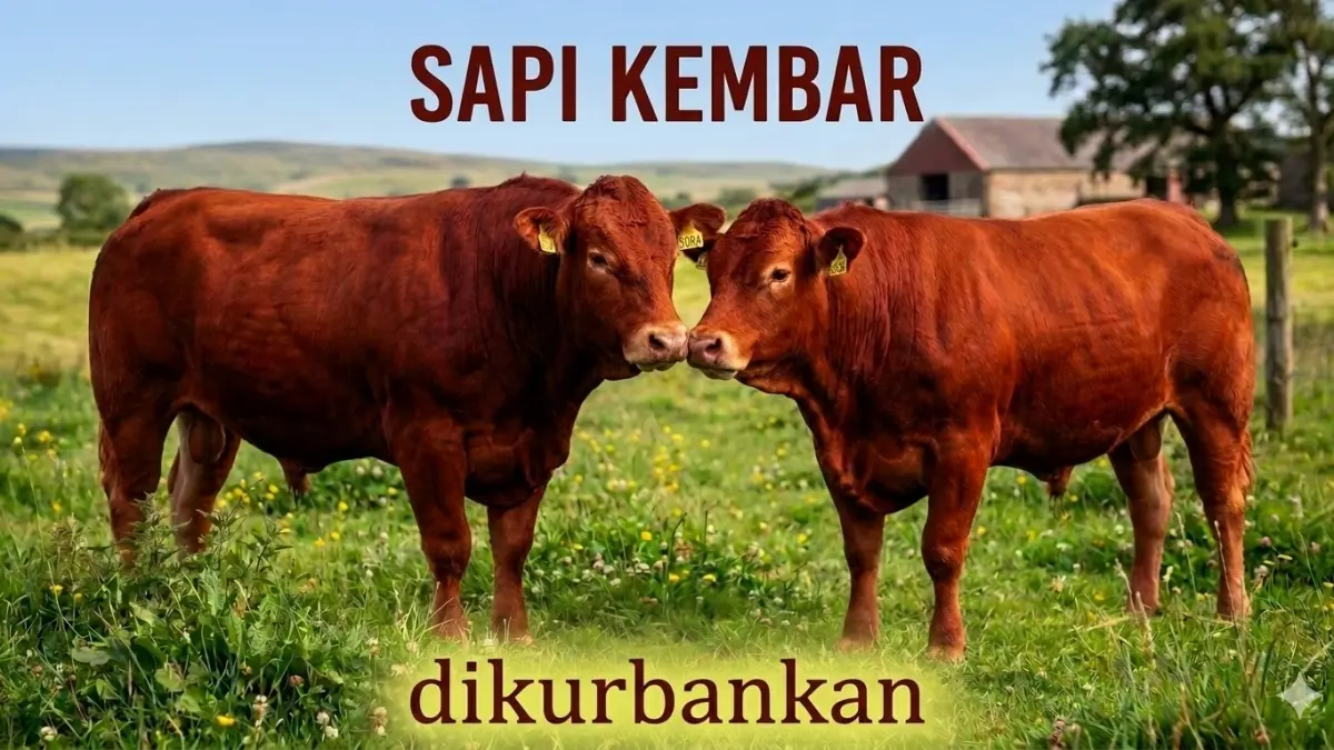 Dua sapi kembar dikurbankan di Sumbersari, Jember. (nurhariri/ai/halojember)
