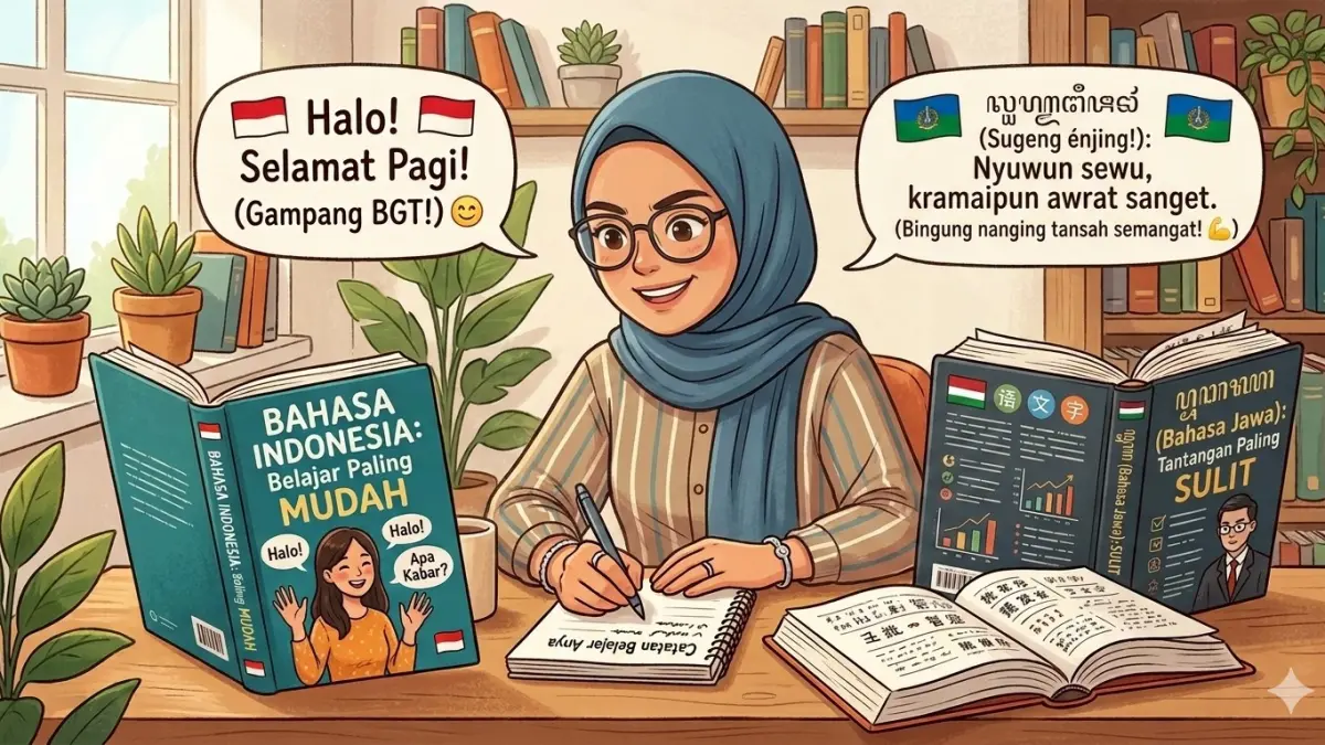 Gambar ilustrasi belajar bahasa Indonesia dan bahasa lain. (nurhariri/ai/halojember)