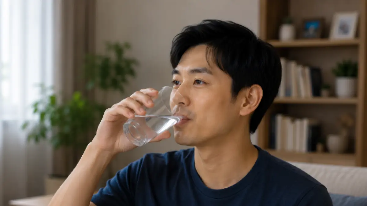 Orang yang sedang minum air putih (AI/Halojember)
