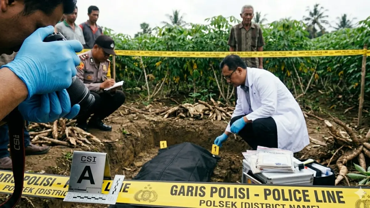 Ini Kata Polisi soal Temuan Temuan Kerangka di Kebun Singkong Jember, Ada Kisah Pilu di Balik Penemuan Korban melalui Penuturan Keluarganya. (SIDKIN/HALOJEMBER/GEMINI AI)