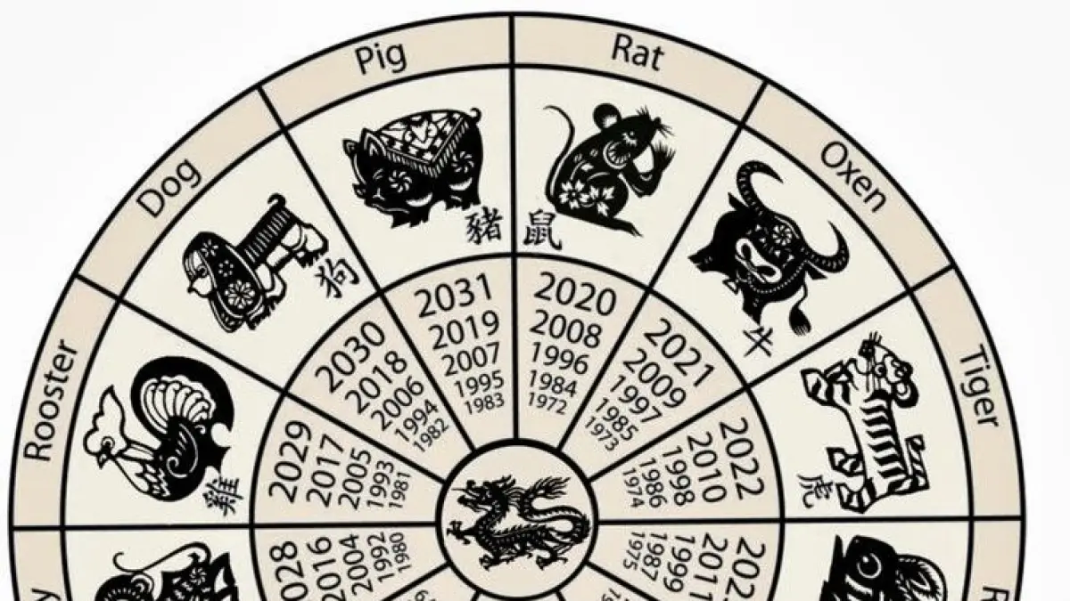 Gambaran simbol dan keterangan tahun kelahiran setiao shio, sesuai dengan tradisi astrologi Tiongkok. (Waskita Sakti/Pinterest)