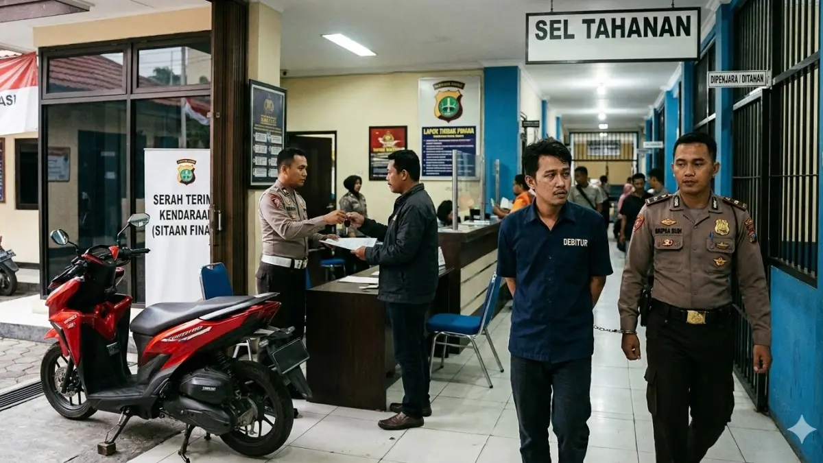 Ilustrasi gambar debitur ditahan karena mengalihkan jaminan fidusia berupa sepeda motor. (nurhariri/ai/halojember)