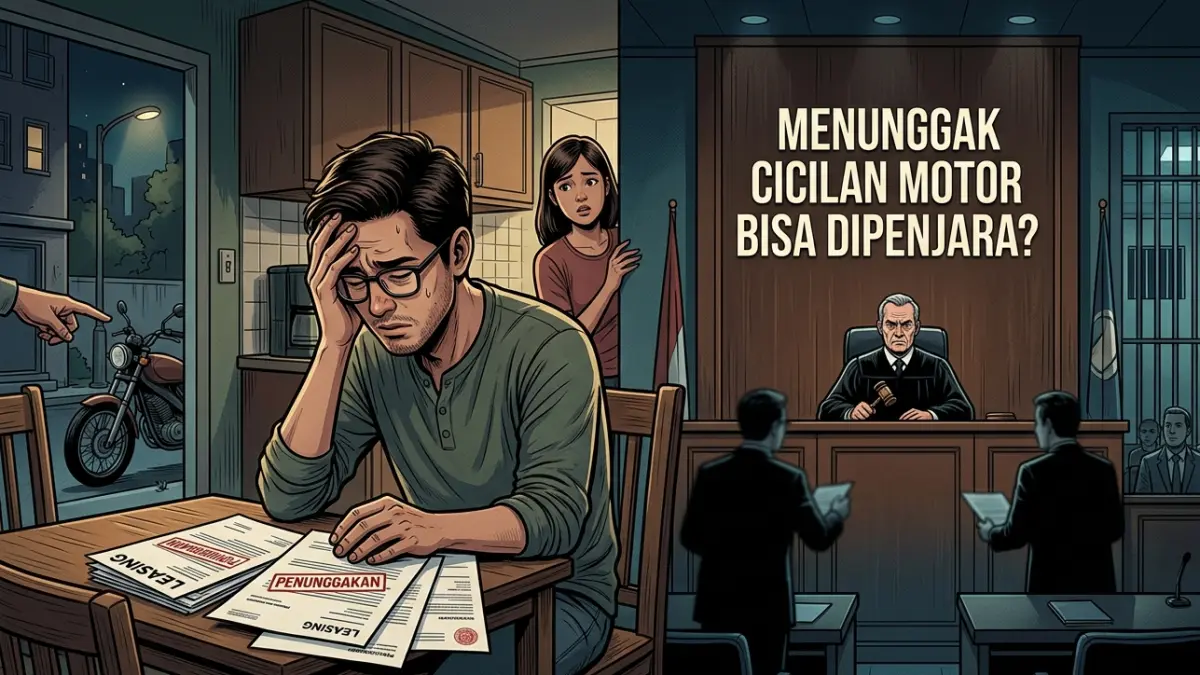 Ilustrasi penunggak cicilan motor apakah bisa dipenjara. (Sidkin/Halojember/GeminiAI)