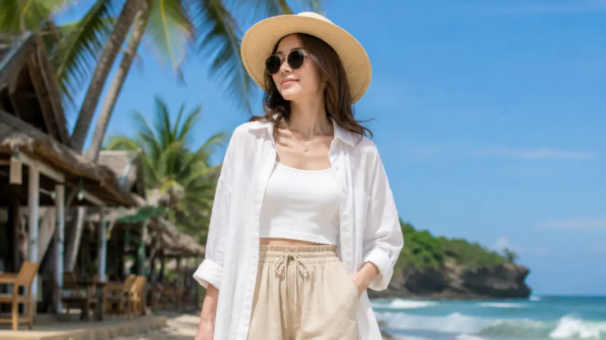 Inspirasi outfit ke pantai (AI/Halojember)