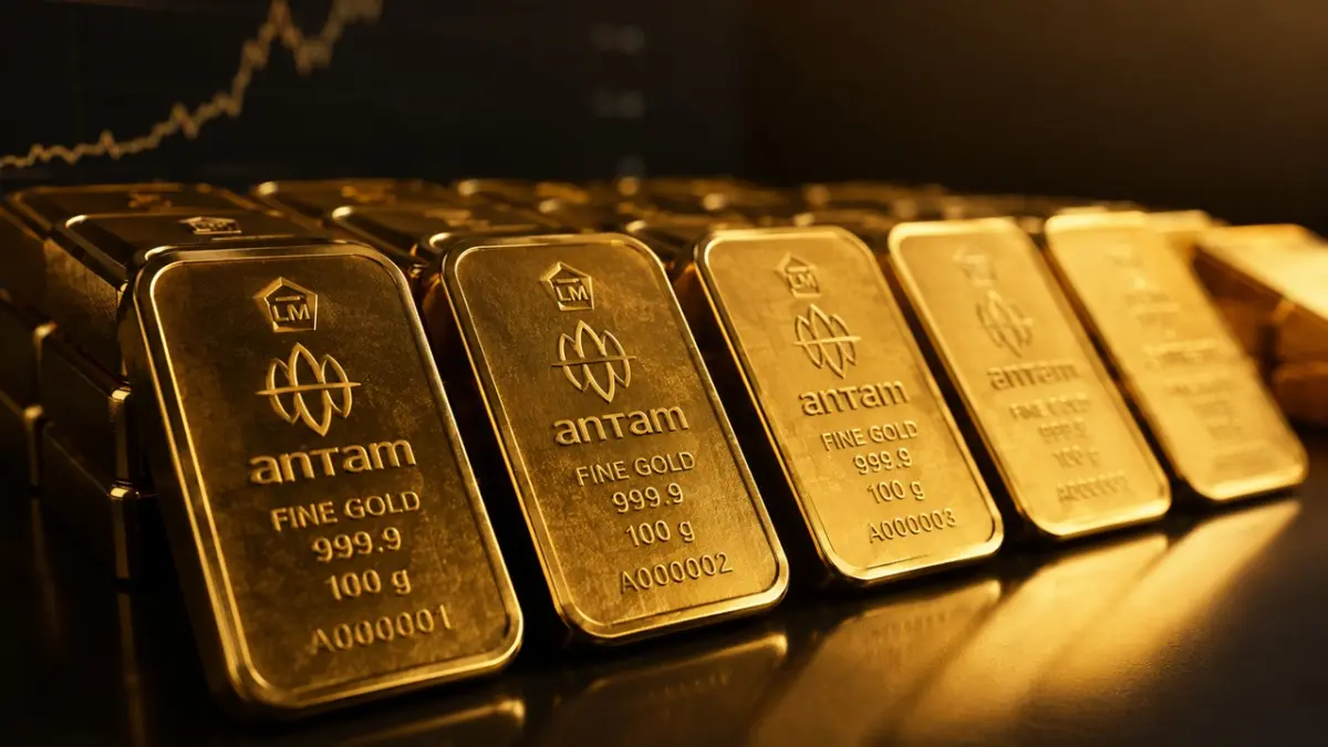 Cek daftar harga emas Antam hari ini 9 Juli 2026 terus melorot guna mempermudah pemilihan informasi investasi emas Antam dan harga logam mulia Antam terbaru bagi kamu minggu ini. (Ilustrasi Emas Antam)