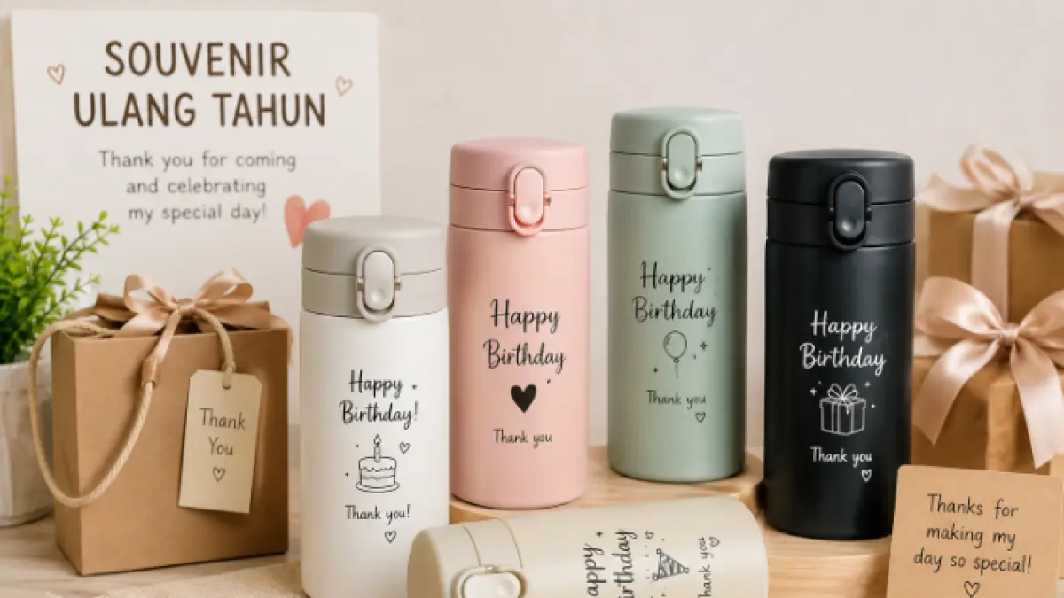 Ilustrasi tumbler sebagai souvenir (AI/ Halojember)