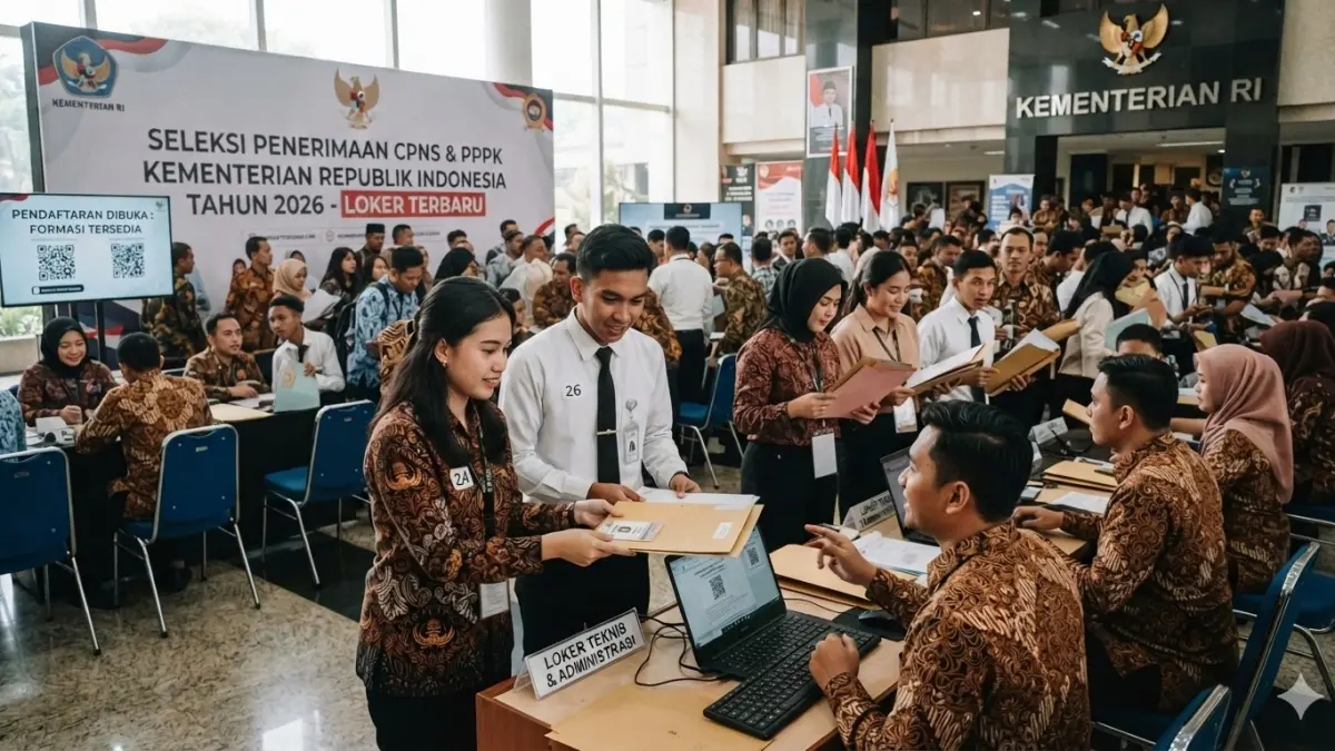 Ilustrasi pendaftaran loker di kementerian. (nurhariri/ai/halojember)