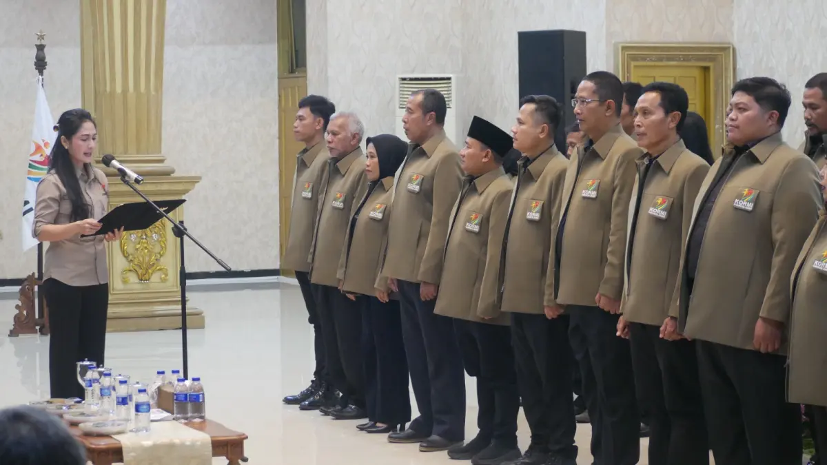 Pelantikan KORMI Jember periode 2025-2030 di Pendapa Wahyawibawagraha Pemkab Jember, Senin malam (27/7/2026). 