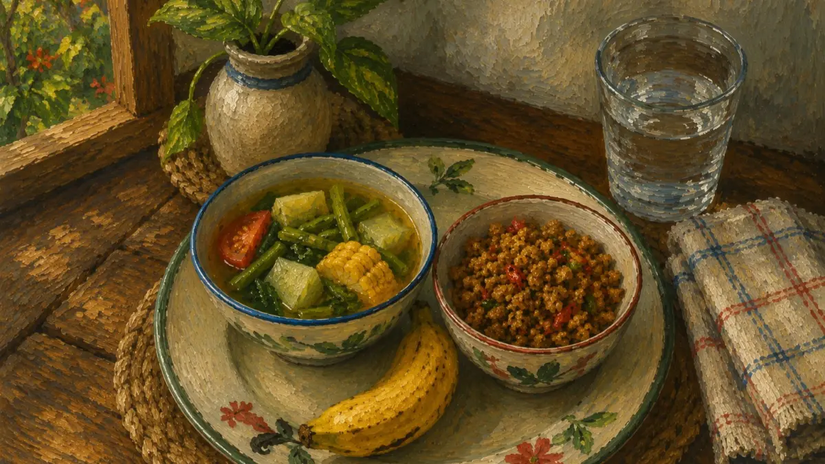 Ilustrasi Puisi Doa Sebelum Makan Siang. (Ijal/AI/Halojember)