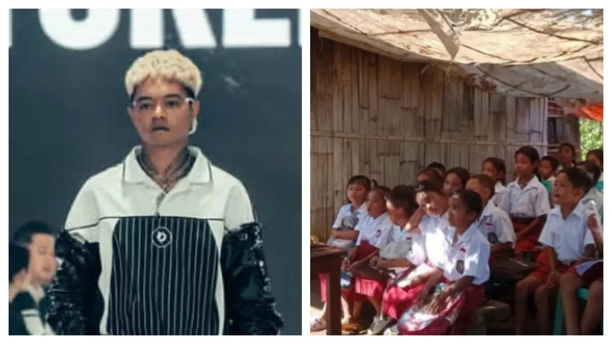 Reza Arap saat menunjukkan kepeduliannya terhadap dunia pendidikan melalui pembangunan 27 sekolah. (Instagram)