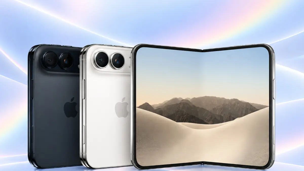 Apple resmi meluncurkan HP layar lipat perdananya, iPhone Duo, dengan harga mulai US$1.999 hingga varian tertinggi 2TB menembus Rp56,4 juta. (Apple)