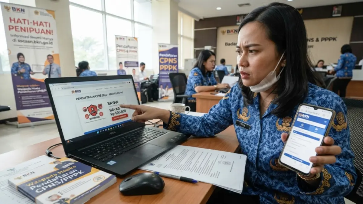 Imbauan agar warga waspada hoaks Pendaftaran CPNS/PPPK 2026. (nurhariri/ai)