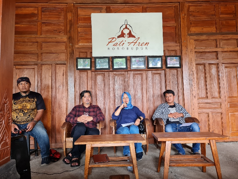 JELAS: Koordinator Museum dan Cagar Budaya Warisan Dunia Borobudur memaparkan kegiatan memperingati 32 tahun Candi Borobudur nsebagai warisan dunia. (Naila Nihayah/Radar Jogja)