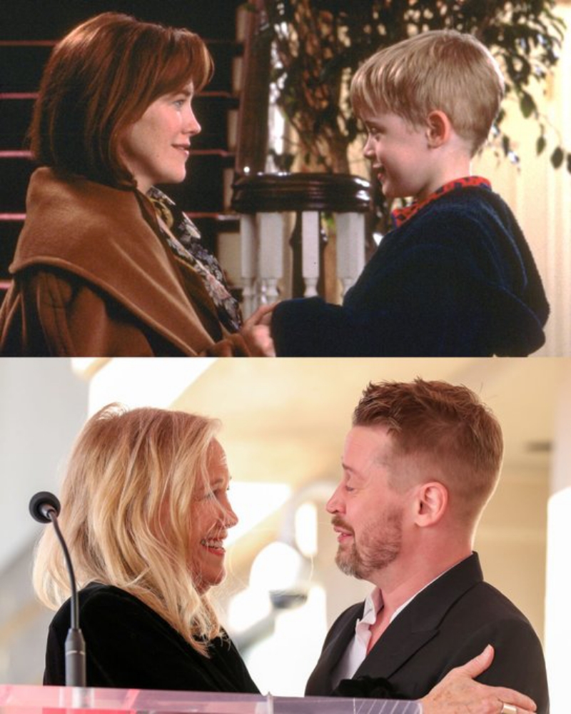 BAHAGIA: Momentum pertemuan Catherine O&rsquo;Hara dan Macaulay Culkin. (Dok @Enews)