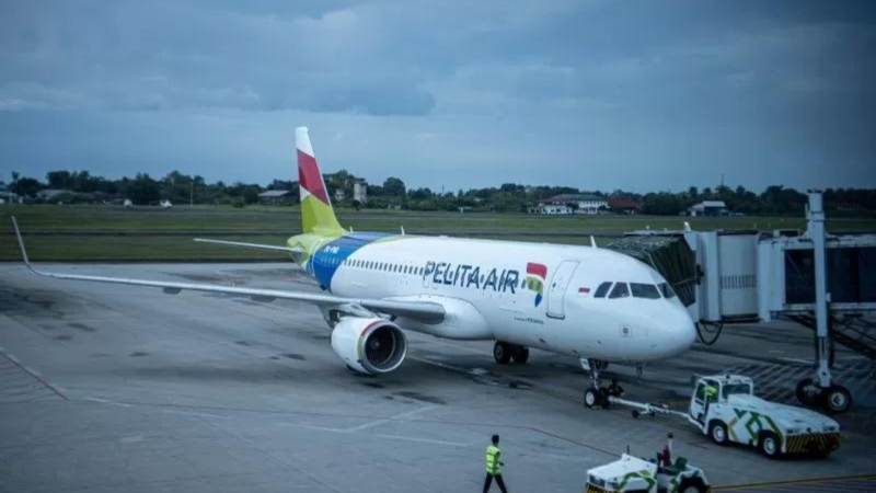 Maskapai penerbangan PELITA AIR bersiap lepas landas di Bandara Sultan Mahmud Badaruddin. (radarsurabaya.jawapos.com)