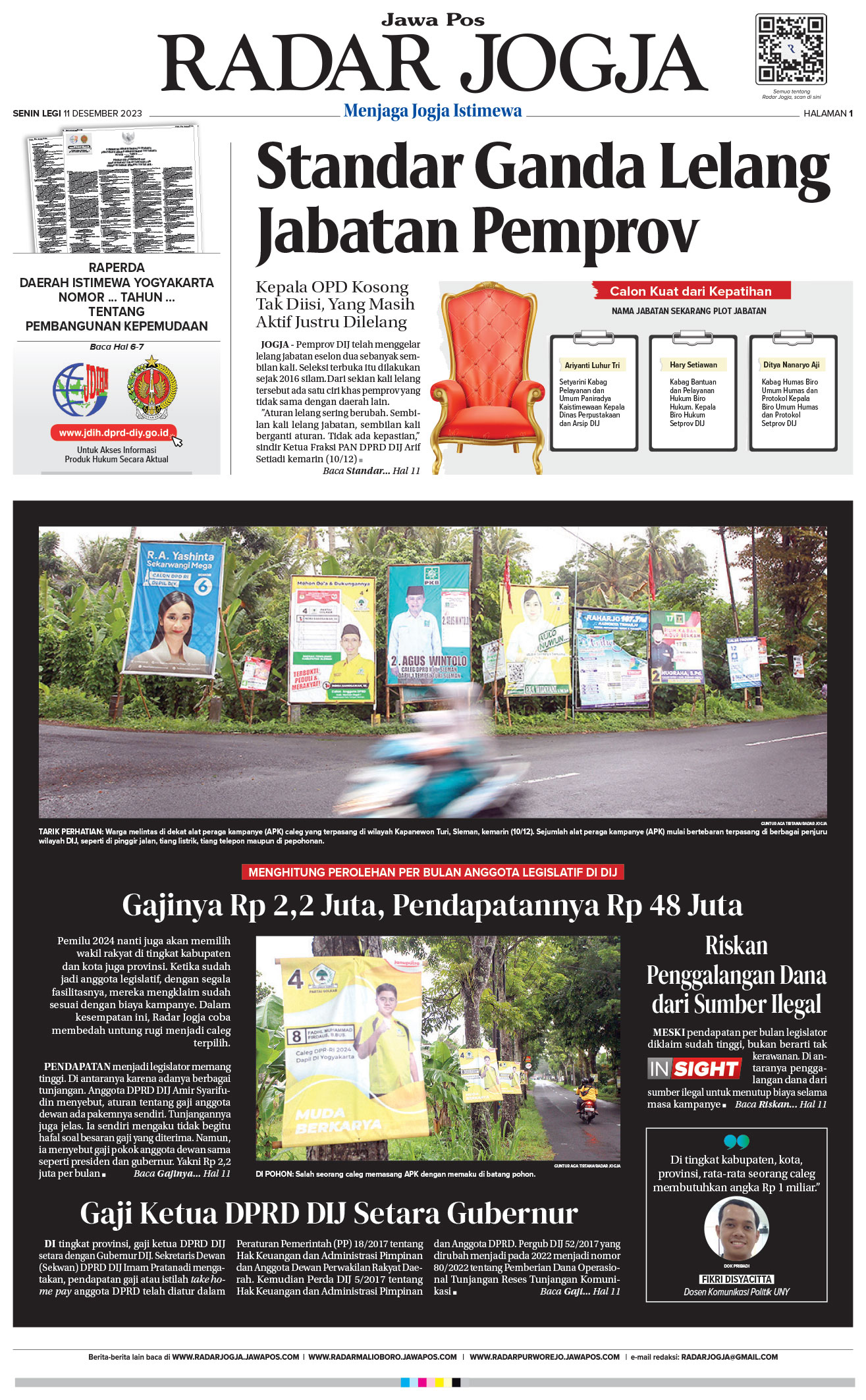 Jawa Pos Radar Jogja edisi Senin 11 Desember 2023