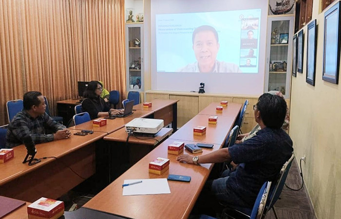 KOLABORASI: Paparan rencana kerja sama PT Produksi Film Negara atau PFN dengan Institut Seni Indonesia (ISI) Jogajakarta di bidang perfilman balum lama ini.