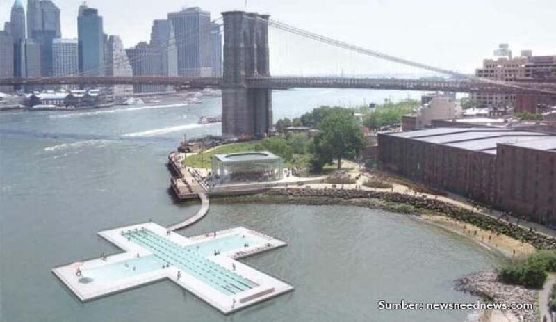 New York Bakal Bangun Kolam Renang Terapung di Atas Sungai di East River. Begini Penampakannya !